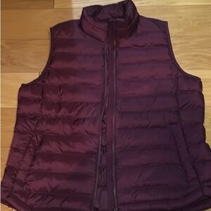 Burgundy Puffer Vest for Women- Size Large